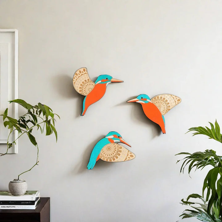 3Pcs Wooden  Bird Wall Decor Art Vintage Gothic Home Decor Living Room Bathroom Kitchen Decorations Indoor Outdoor Gift