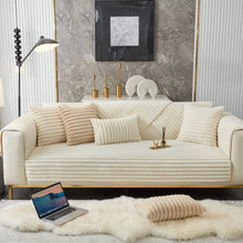 Super Soft Rabbit Plush Quilted Sofa Towel Winter Warm Thick Plush Couch Cover L-shaped Sectional Anti-slip Sofa Cover