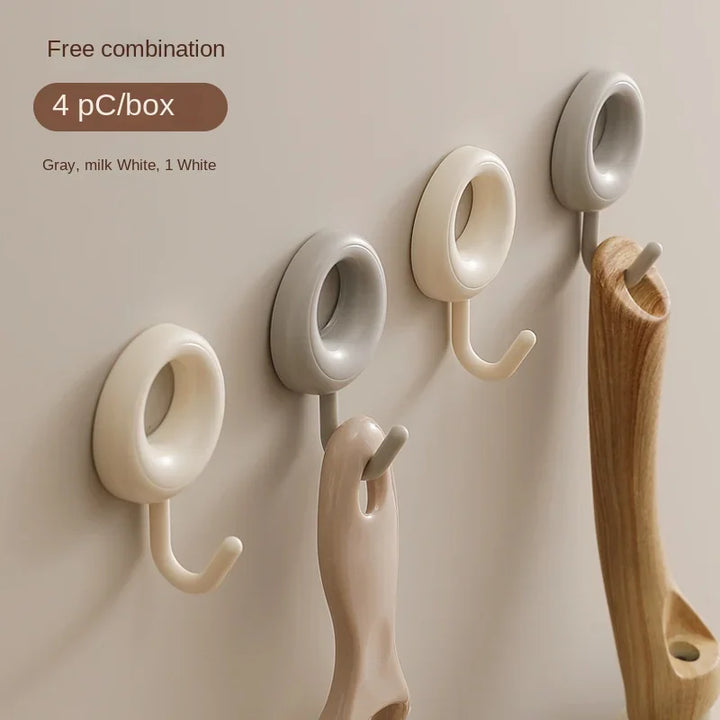 4PCS Self Adhesive Wall Hook Strong Without Drilling Coat Bag Bathroom Door Kitchen Towel Hanger Hooks Home Storage Accessories